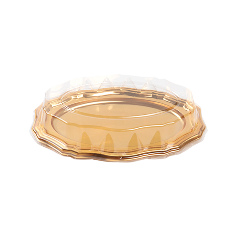 Tava de tort din plastic auriu